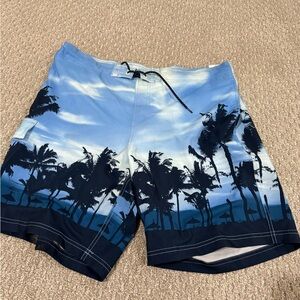 Blue Palm Tree Swim Shorts